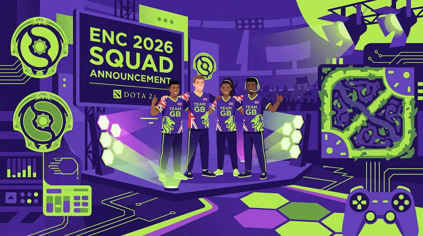 Team GB esports athletes gathered for national Dota 2 squad announcement ahead of ENC 2026